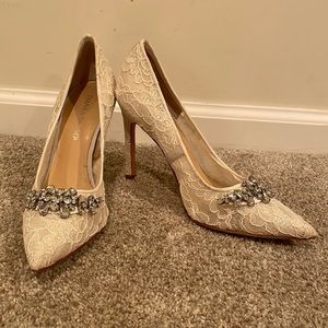 Ivanka Trump white lace heels